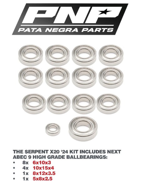 ABEC 9 BALL BEARING KIT SERPENT X20´24 