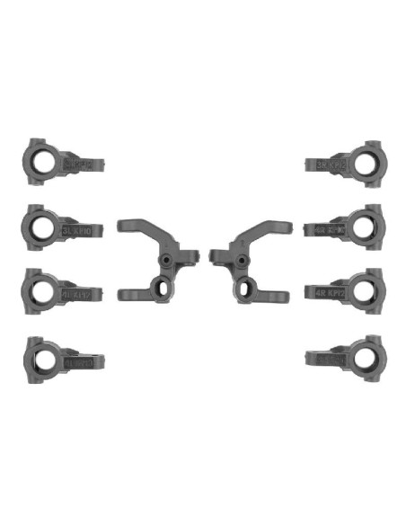 RC10B7.1 CASTER/STEERINGBLOCK SET CARBON